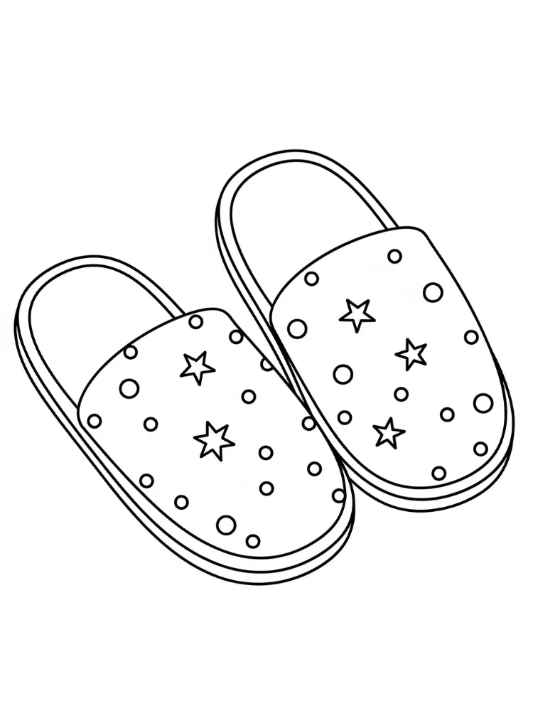 Kleurplaat Slippers 18 sloffen met sterren en bollen kleurplaat