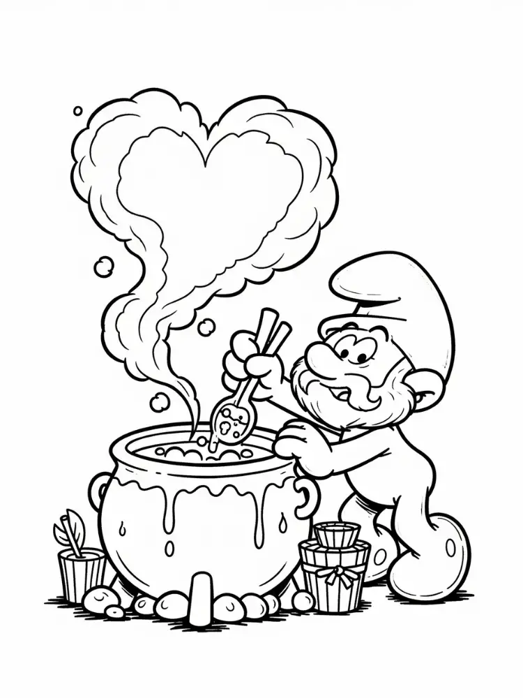Kleurplaat Smurfen 17 smurf maakt magisch drankje kleurplaat