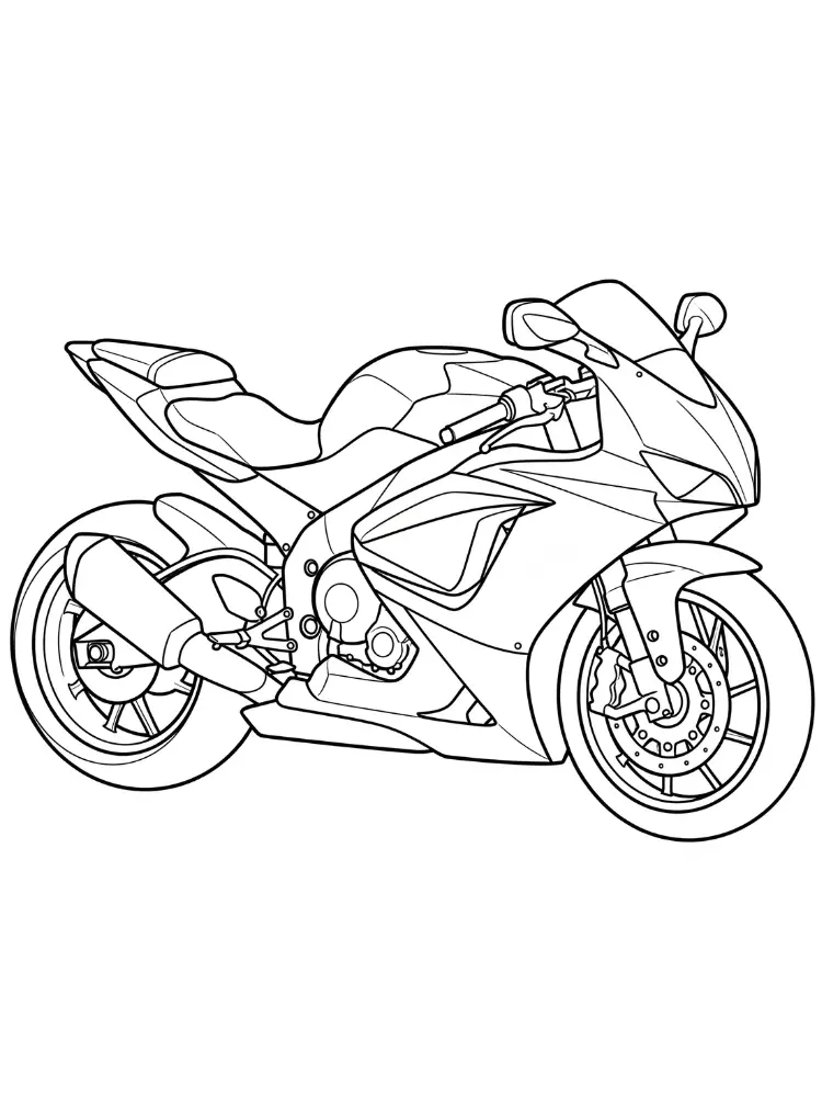 Kleurplaat Motor 15 sportmotorfiets met aerodynamisch ontwerp kleurplaat