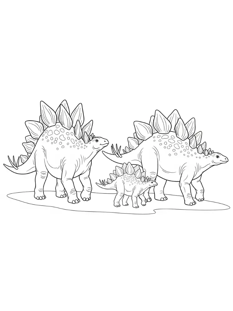 Kleurplaat Stegosaurus 23 stegosaurus familie wandeling kleurplaat
