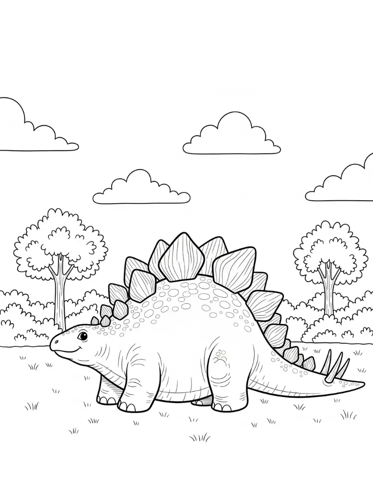 Kleurplaat Stegosaurus 21 stegosaurus in het park kleurplaat