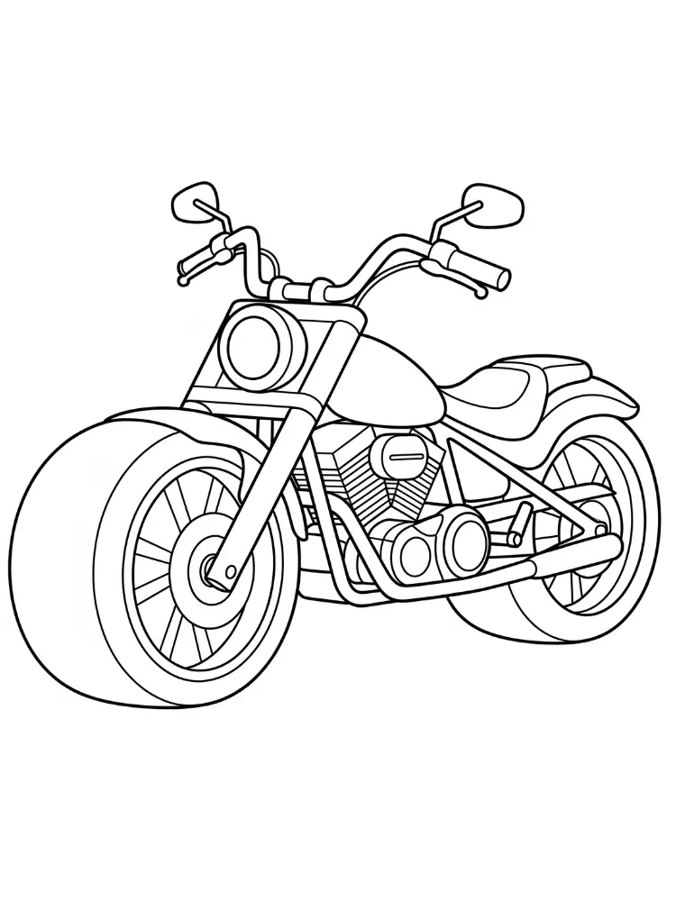 Kleurplaat Motor 14 stoere chopper motorfiets kleurplaat