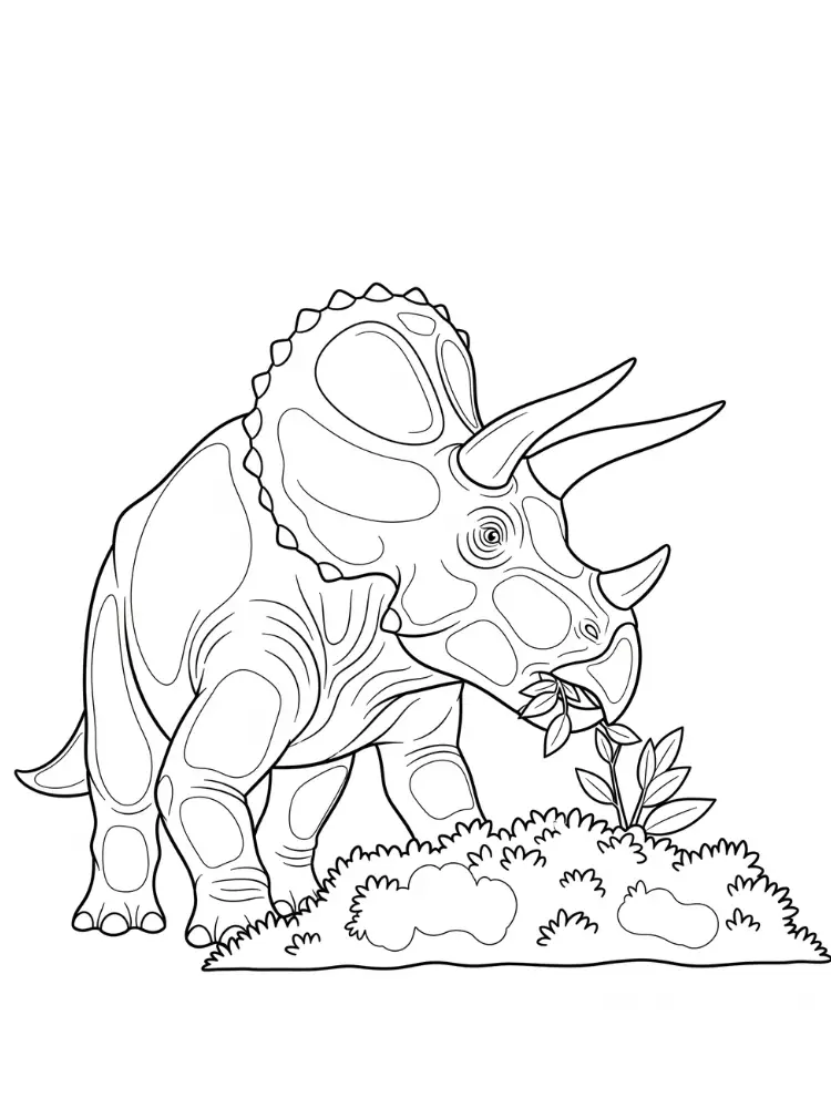 Kleurplaat Triceratops 25 triceratops eet bladeren kleurplaat