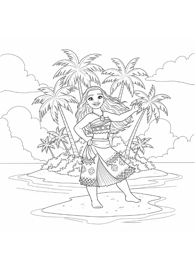 Vaiana coloring page 9 Vaiana on the Island coloring page