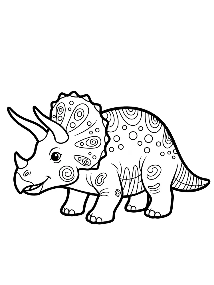 Kleurplaat Triceratops 14 versierde triceratops met patronen kleurplaat