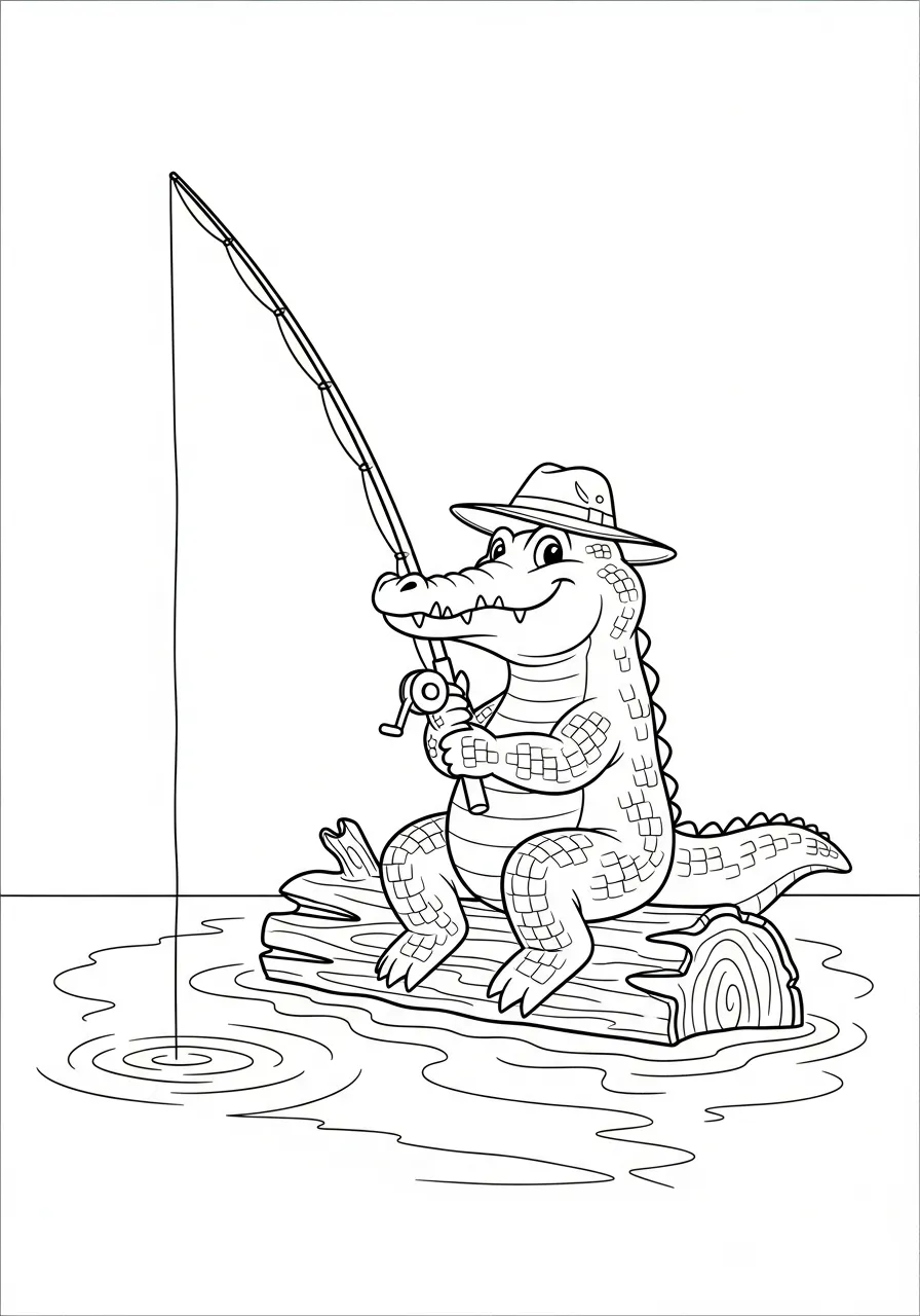 vissende vriend krokodil kleurplaat