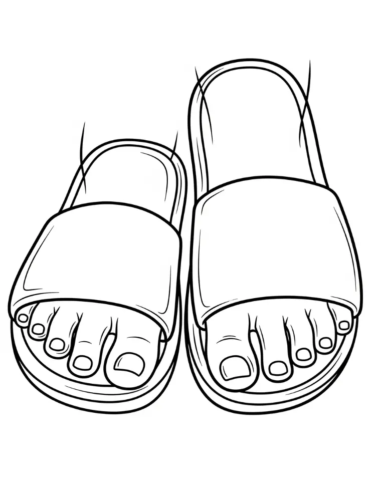 Kleurplaat Slippers 16 voeten in slippers tekening kleurplaat