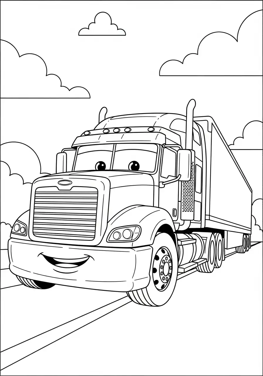 vriendelijke vrachtwagen kleurplaat