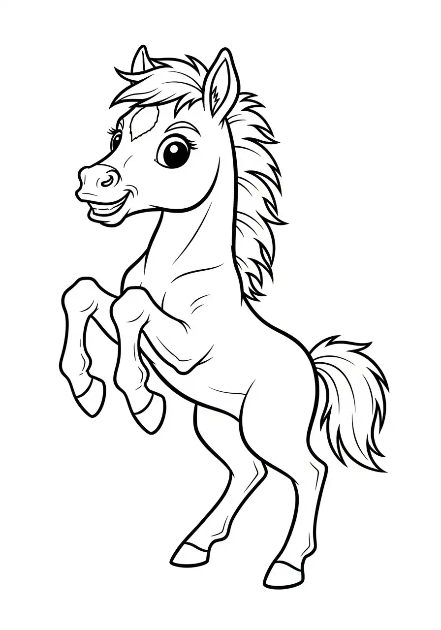 vrolijk steigerend pony veulen kleurplaat
