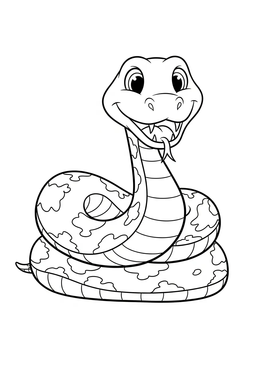 vrolijke lachende slang kleurplaat