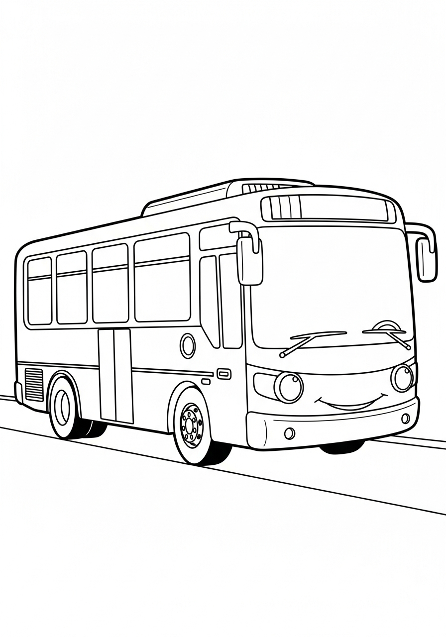 Kleurplaat Bus 8 vrolijke stadsbus kleurplaat