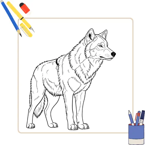 Wolf kleurplaat thumbnail