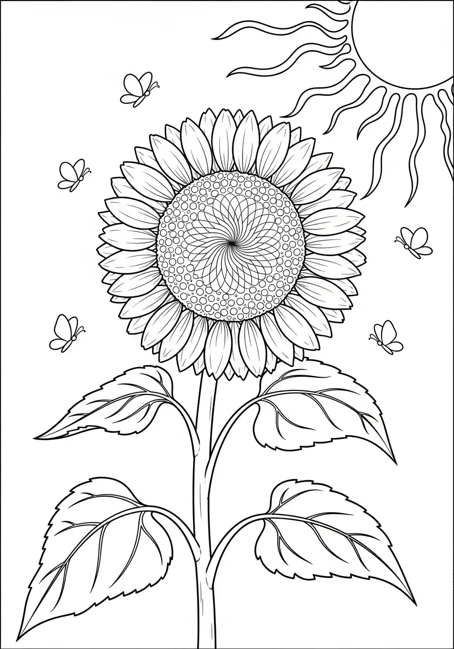 Kleurplaat Zonnebloem 9 zonnebloem onder de zon kleurplaat