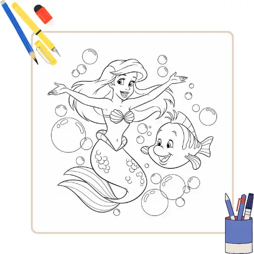 Ariel kleurplaat thumbnail