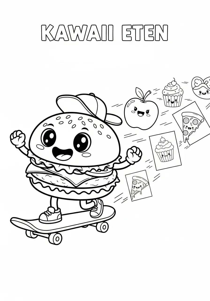 Kawaii Eten Kleurplaten 1