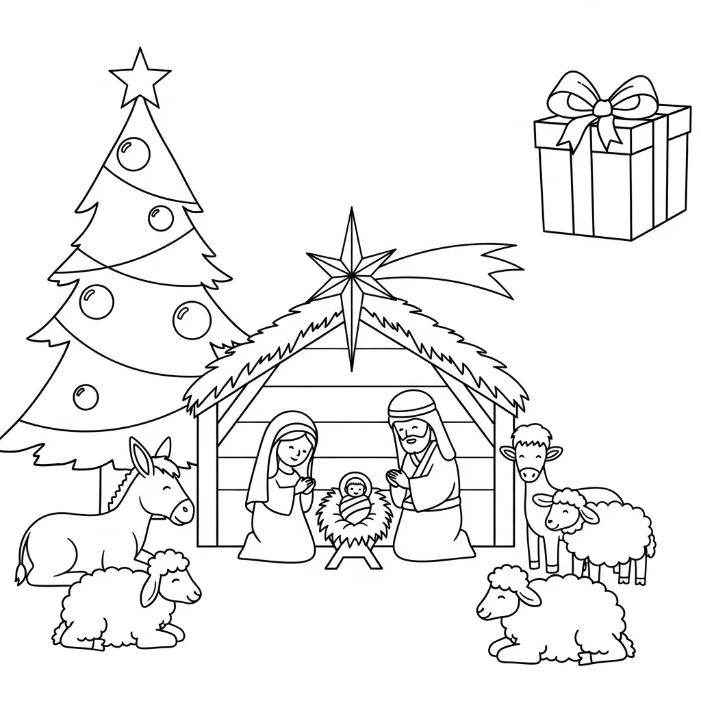 Dibujo para colorear Navidad cristiana 1