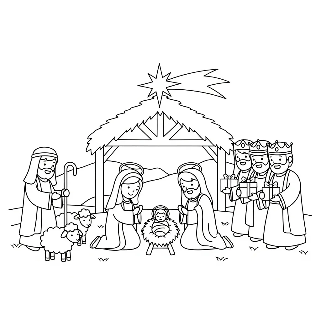 Dibujos de Navidad cristiana para colorear