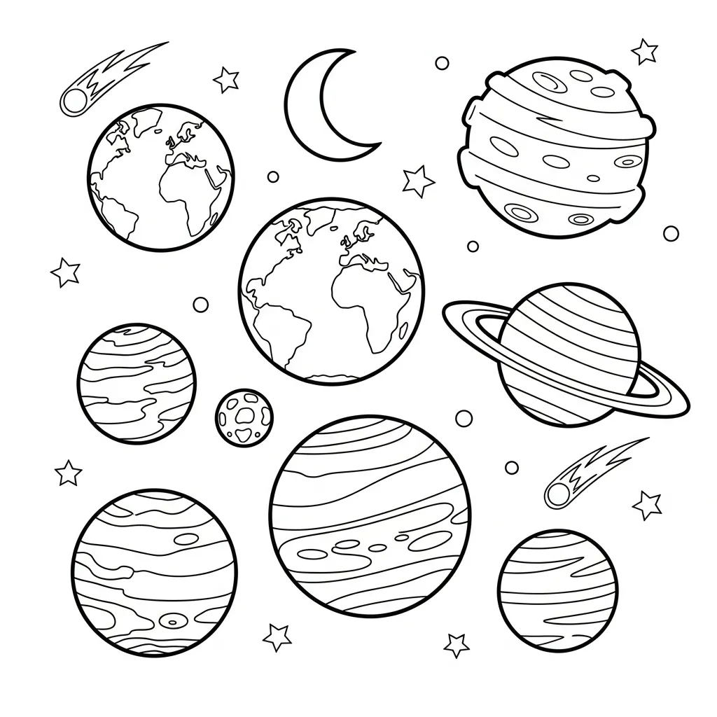 Kleurplaat Planeten 1