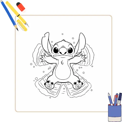 Kleurplaat Stitch Kerst thumbnail