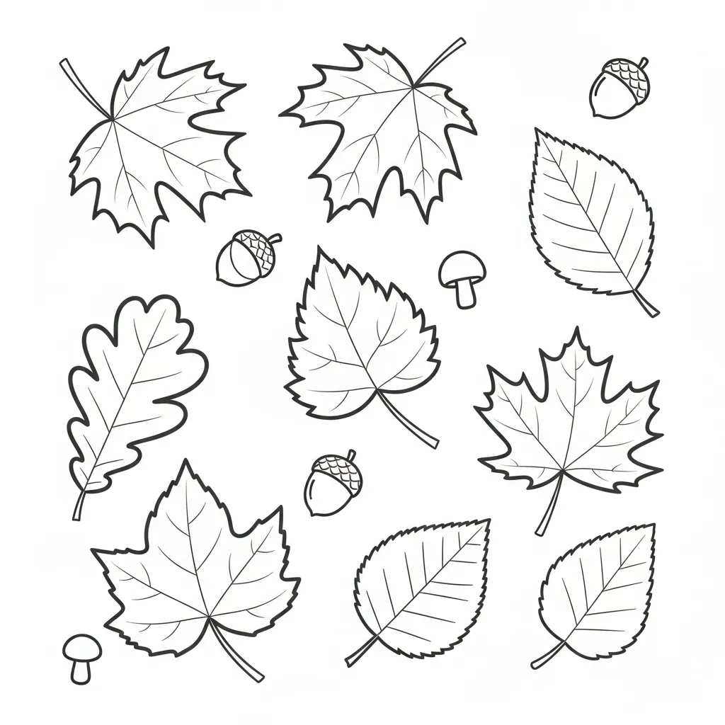 Kleurplaat herfstbladeren 3