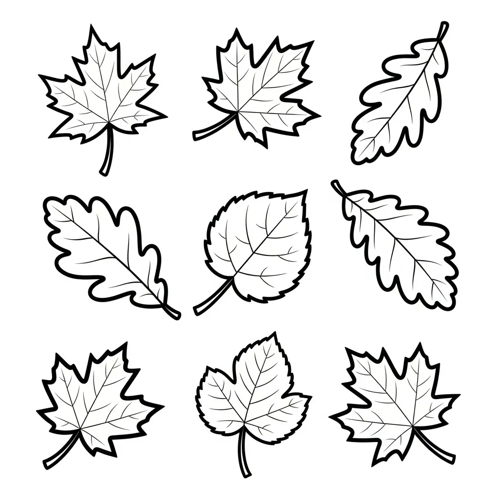 Kleurplaat herfstbladeren 4