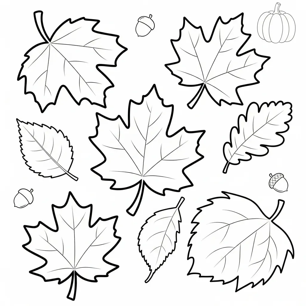 Kleurplaat herfstbladeren 1