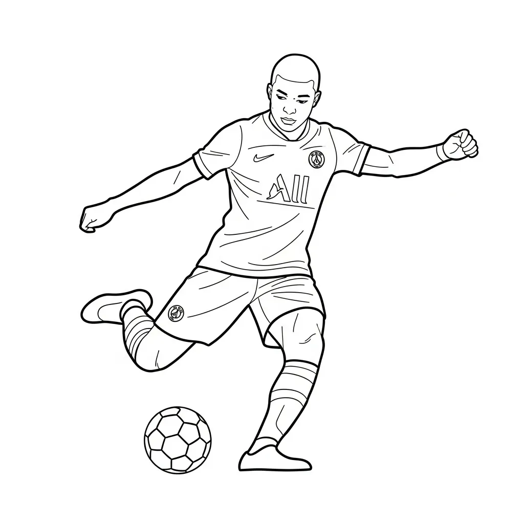 Mbappe kleurplaat 10 Mbappe kleurplaat 3
