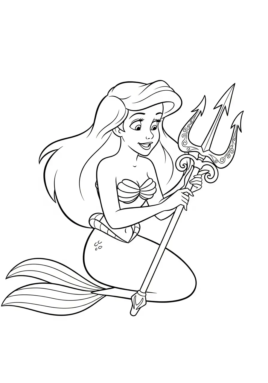 ariel met drietand kleurplaat