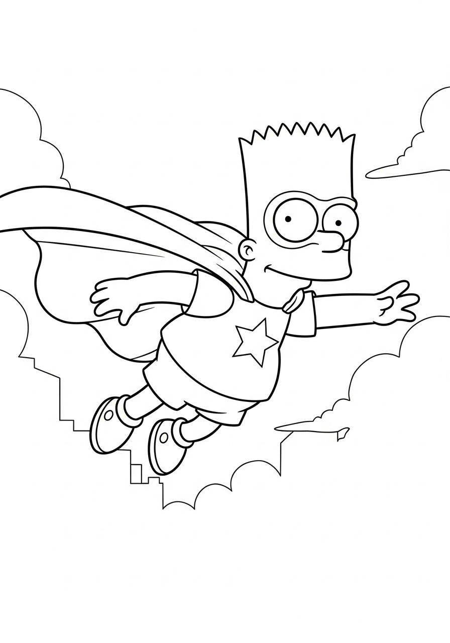 Bart Simpson Kleurplaat 25 bart simpson als superheld vliegt kleurplaat
