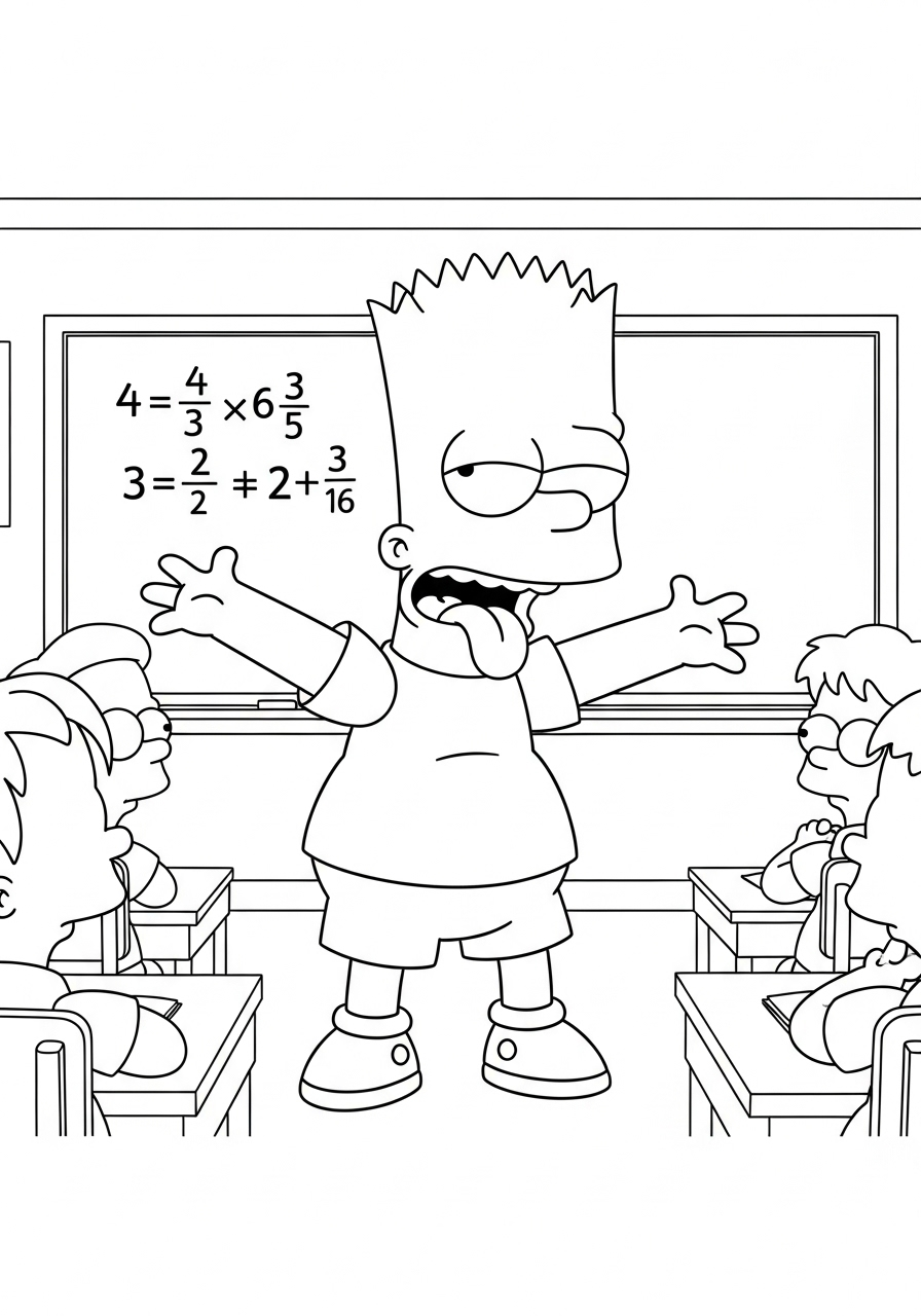 Bart Simpson Kleurplaat 23 bart simpson grapt in klaslokaal kleurplaat