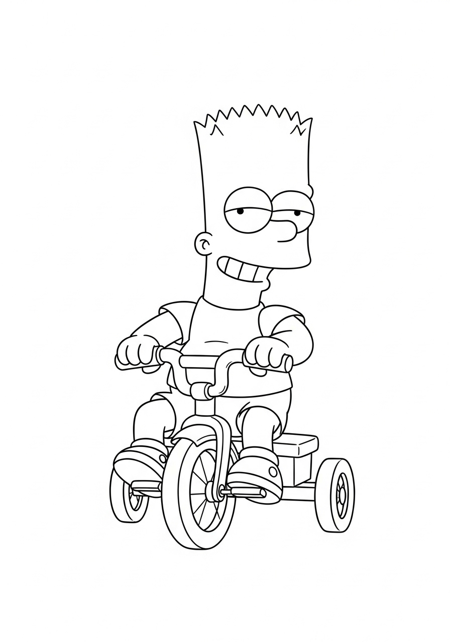 Bart Simpson Kleurplaat 14 bart simpson rijdt op driecikel kleurplaat