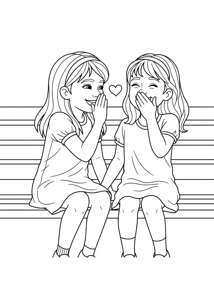 beste vriendinnen geheim fluisteren kleurplaat