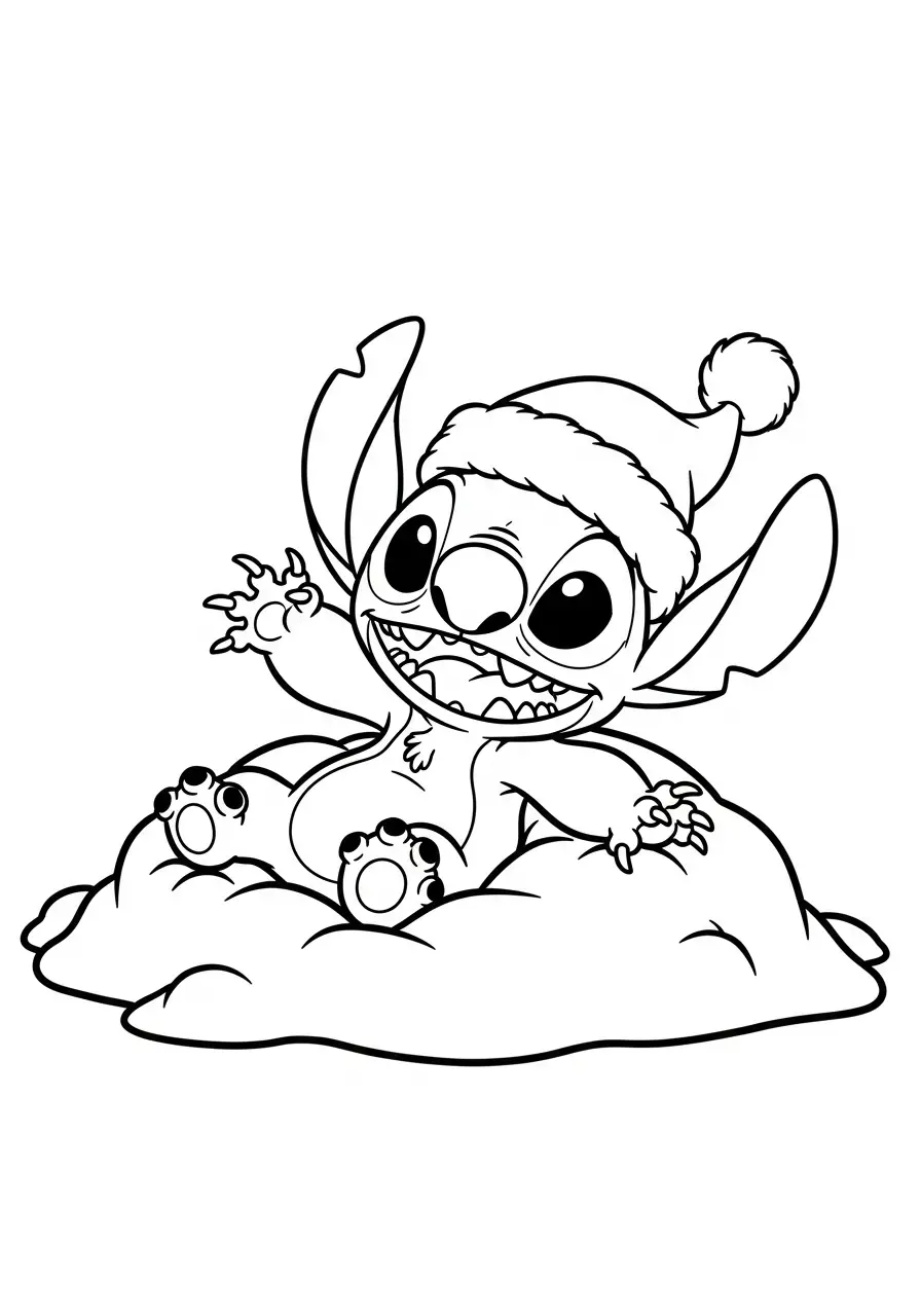 blije stitch sneeuw kleurplaat