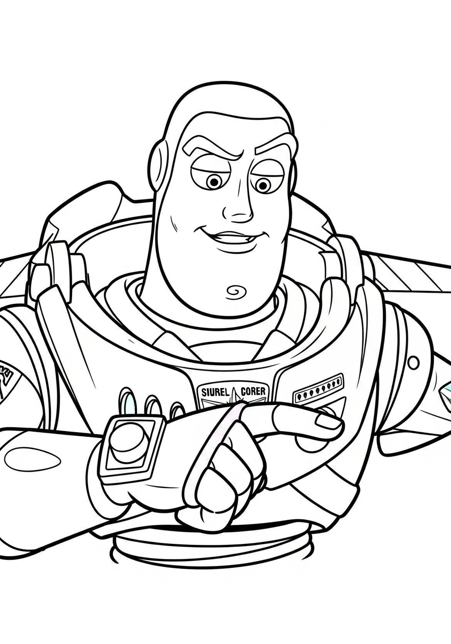 Buzz Lightyear kleurplaat 23 buzz lightyear drukt op knoppen kleurplaat