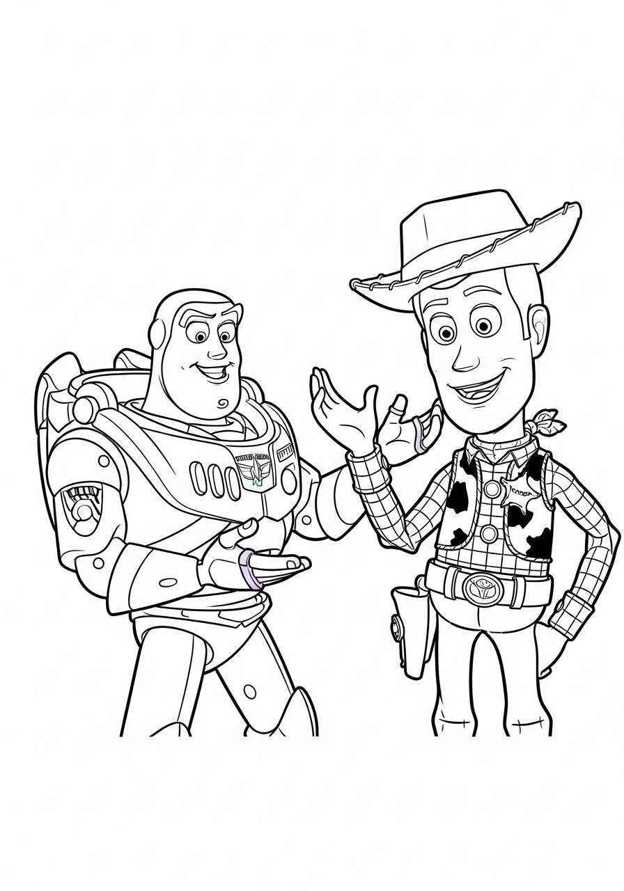 Buzz Lightyear kleurplaat 19 buzz lightyear en woody samen kleurplaat