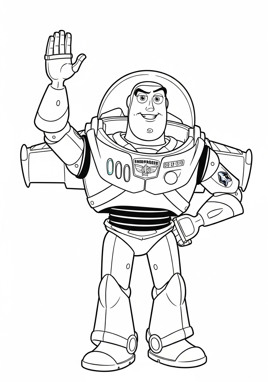 Buzz Lightyear kleurplaat 18 buzz lightyear groet met hand kleurplaat