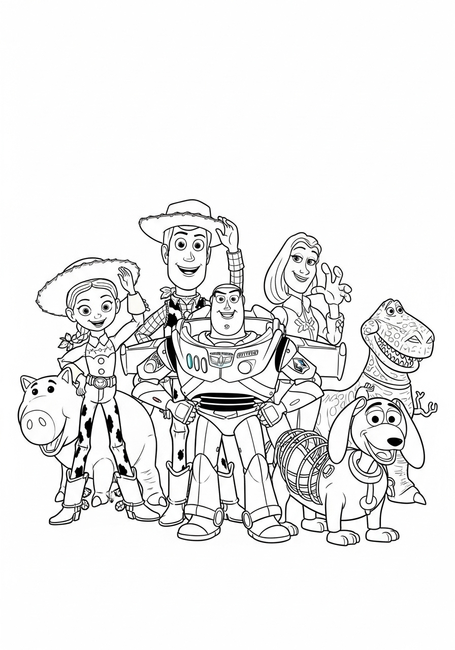 Buzz Lightyear kleurplaat 14 buzz lightyear met toy story vrienden kleurplaat