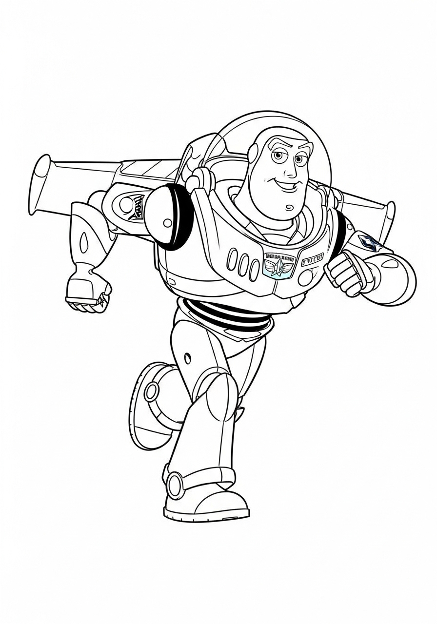 Buzz Lightyear kleurplaat 13 buzz lightyear ren actiescène kleurplaat