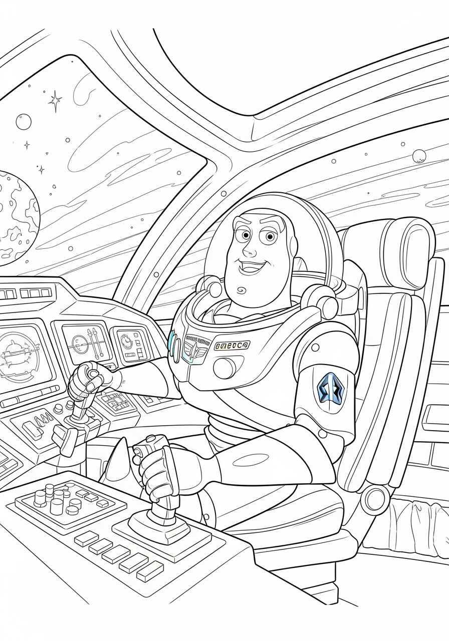 Buzz Lightyear kleurplaat 12 buzz lightyear ruimteschip besturen kleurplaat