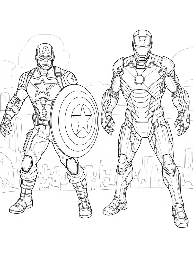 Kleurplaat Captain America 8 captain america en iron man helden kleurplaat
