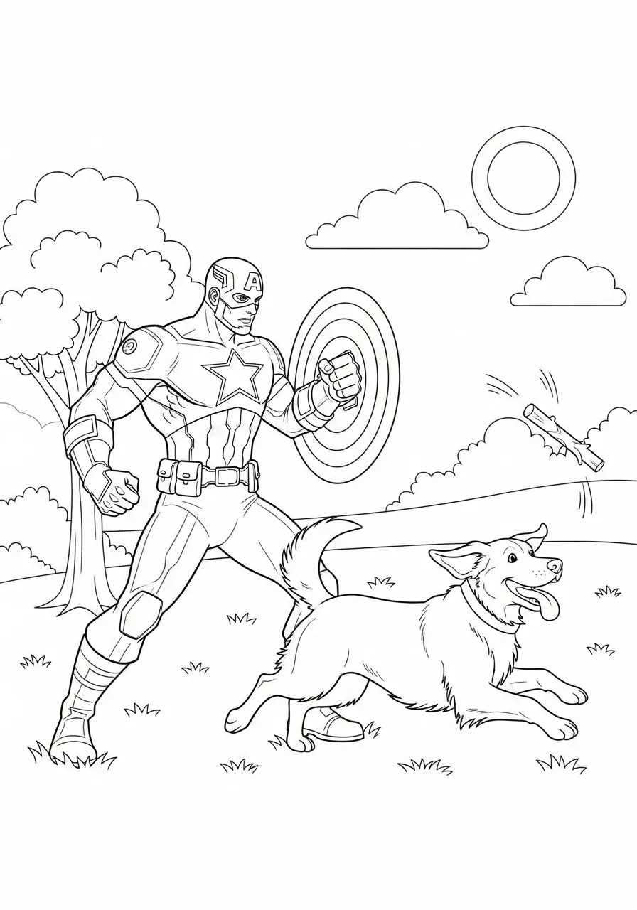 Kleurplaat Captain America 8 captain america en zijn beste vriend kleurplaat