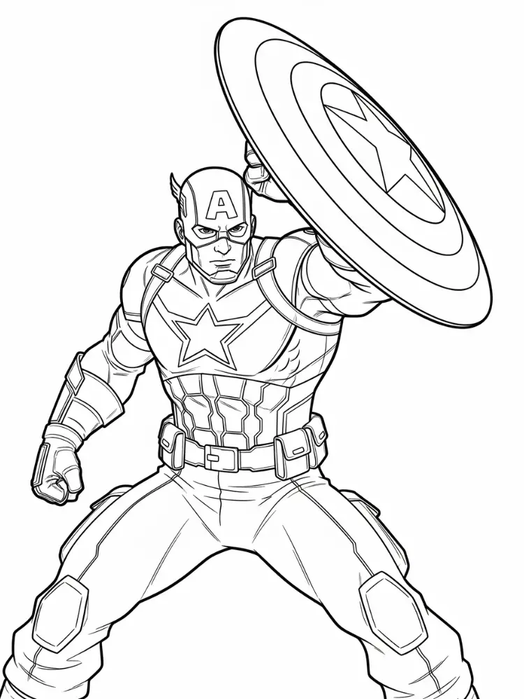 Kleurplaat Captain America 12 captain america gooit zijn schild kleurplaat