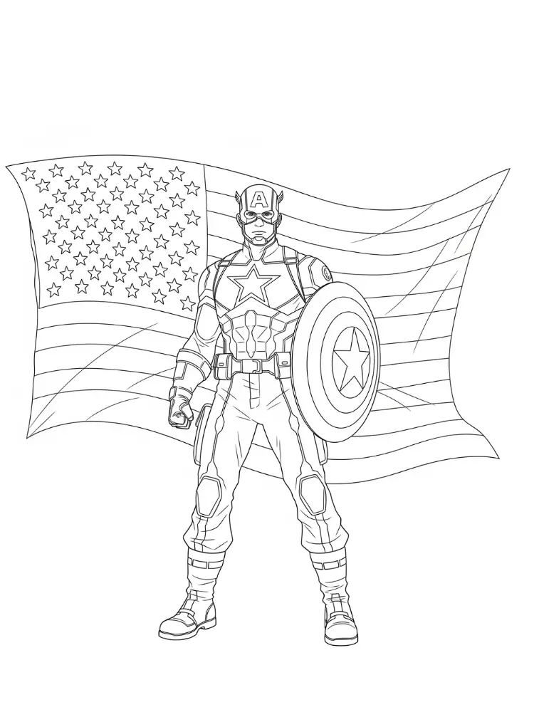 Kleurplaat Captain America 21 captain america voor vlag van amerika kleurplaat