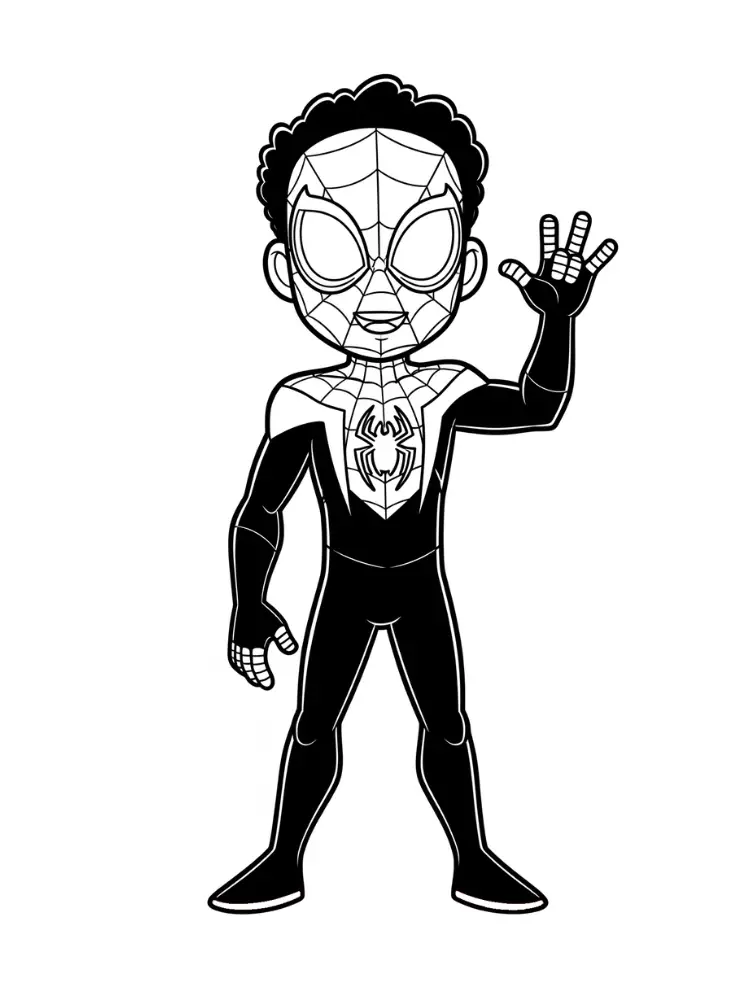 Kleurplaat Miles Morales 25 chibi miles morales figuur kleurplaat
