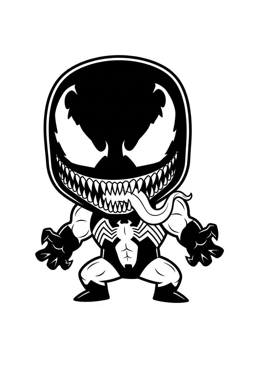 Venom Kleurplaat 22 chibi venom schattige versie kleurplaat