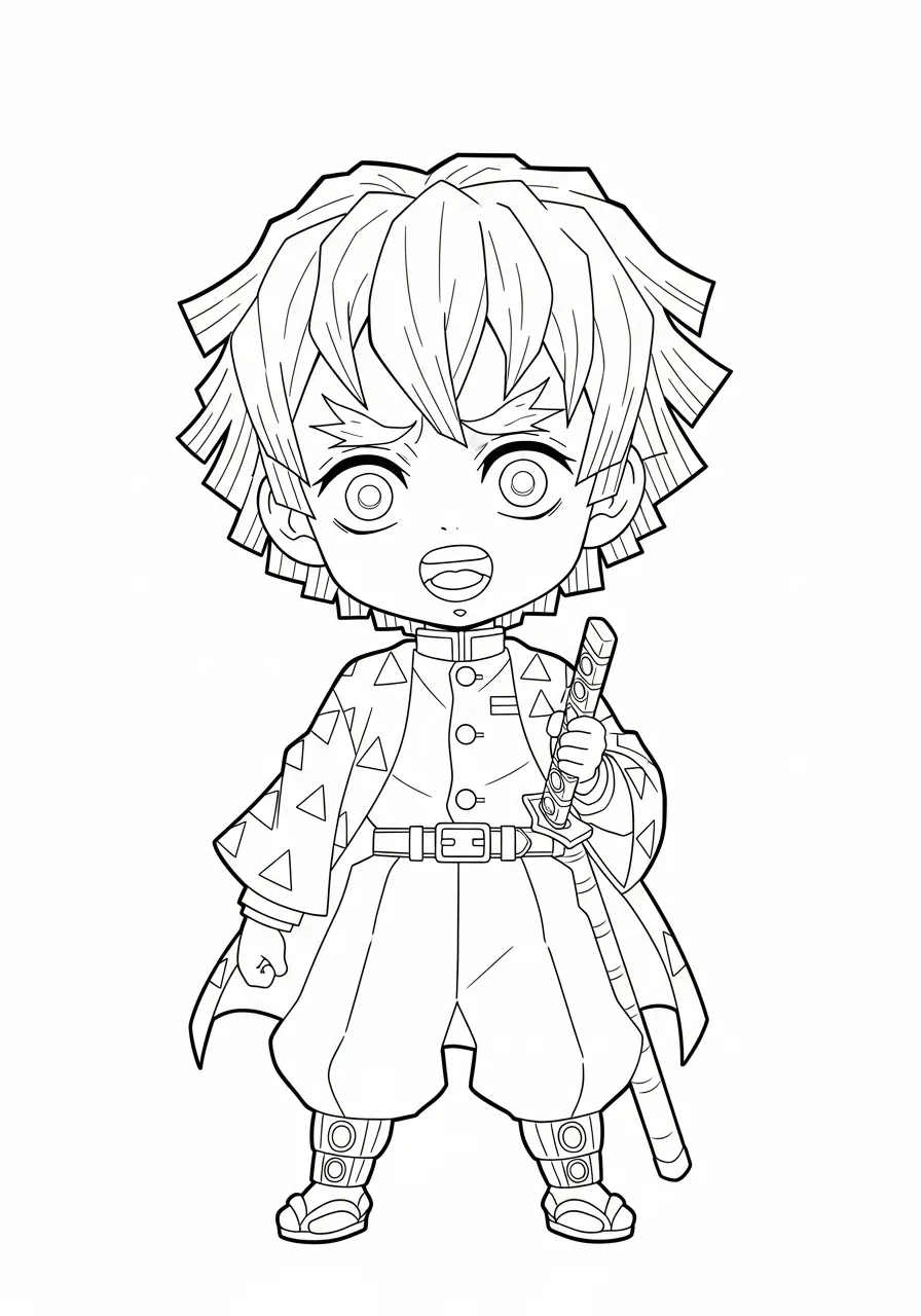 Kleurplaat Zenitsu 24 chibi zenitsu schattig kleurplaat