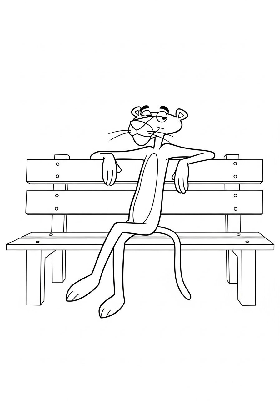 Pink Panther Kleurplaat 8 chille panter bank kleurplaat