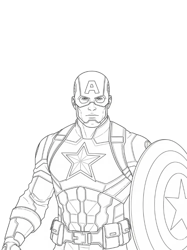 Kleurplaat Captain America 20 close up captain america portret kleurplaat