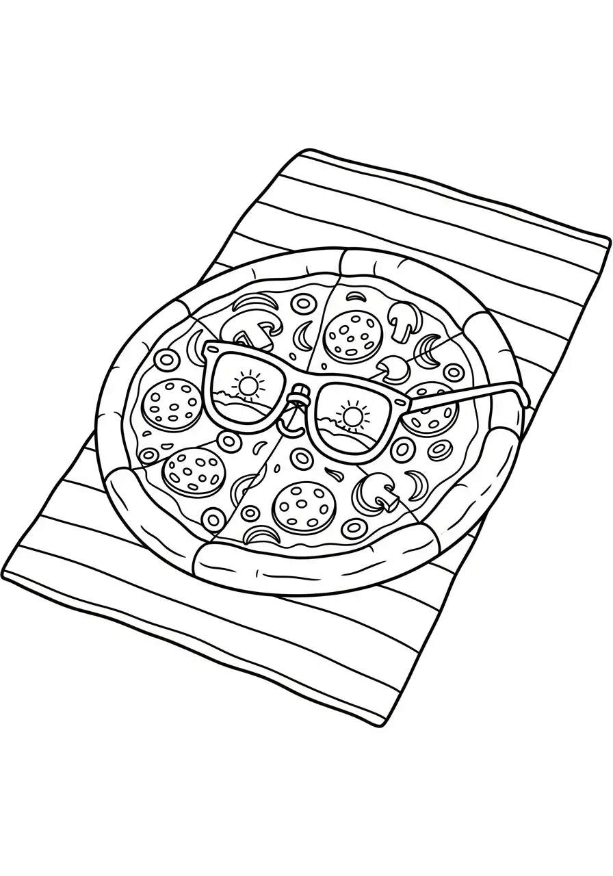 coole pizza met zonnebril kleurplaat