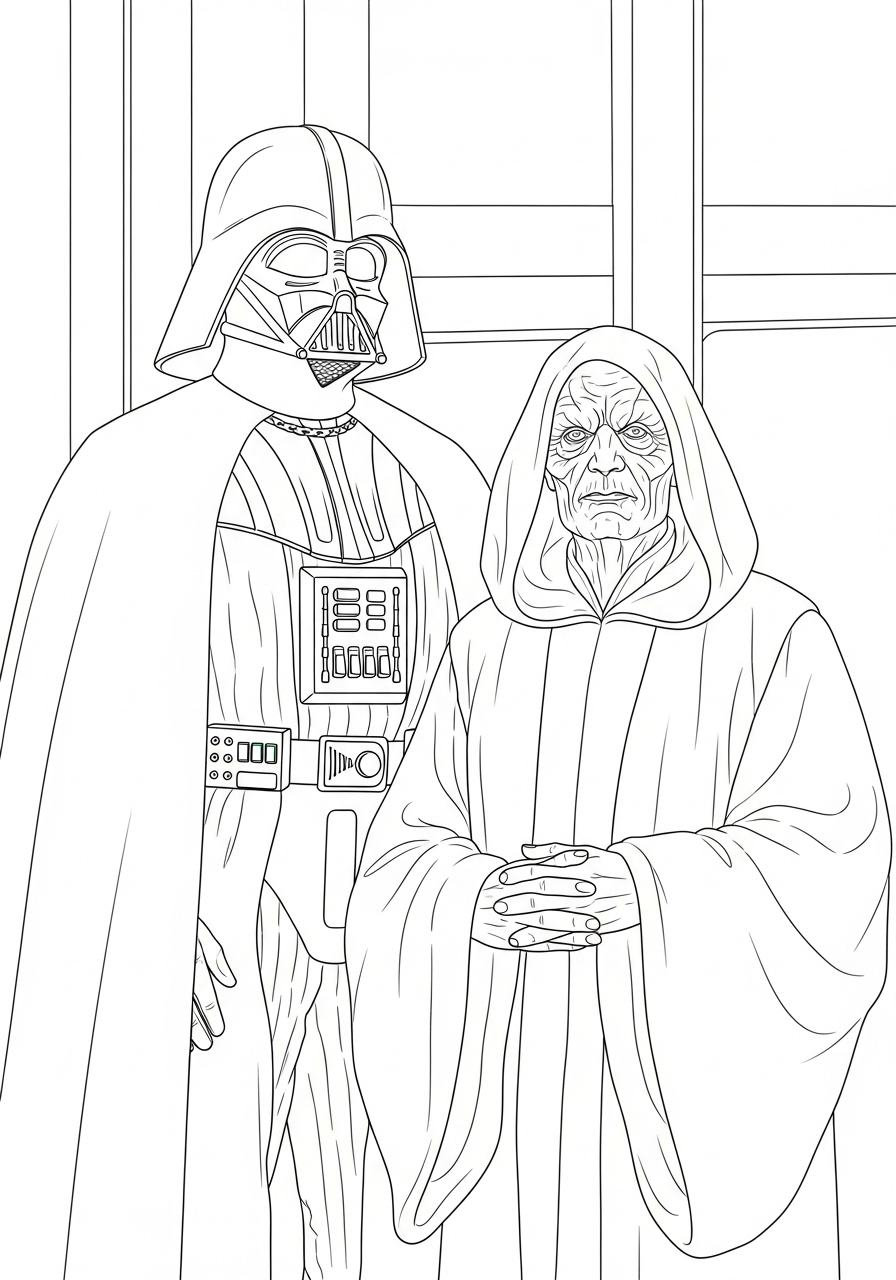 Darth Vader Kleurplaat 27 darth vader en keizer palpatine kleurplaat